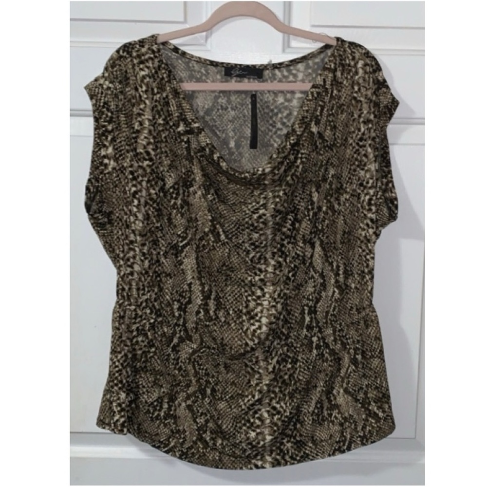 🎯 GLEN Brown Snakeskin Print Sleeveless Top Cami NWT 1X